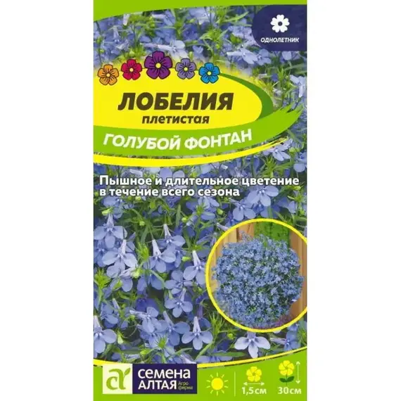 Цветы Лобелия Голубой Фонтан плетистая (а/ф Семена Алтая)